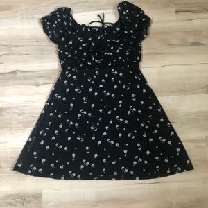 Black dress with flower pattern
